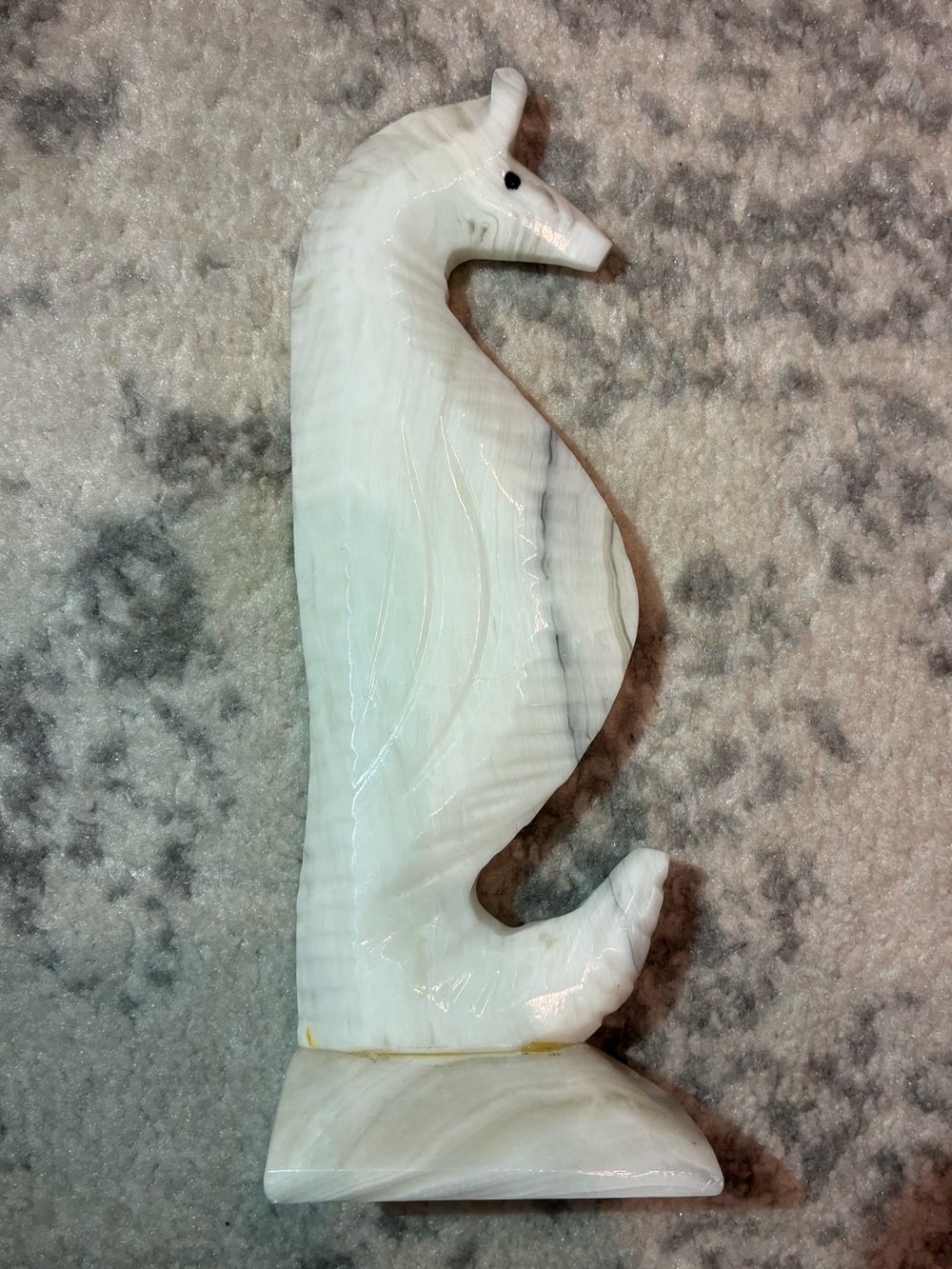 Marble Stone Seahorse Bookend Vintage